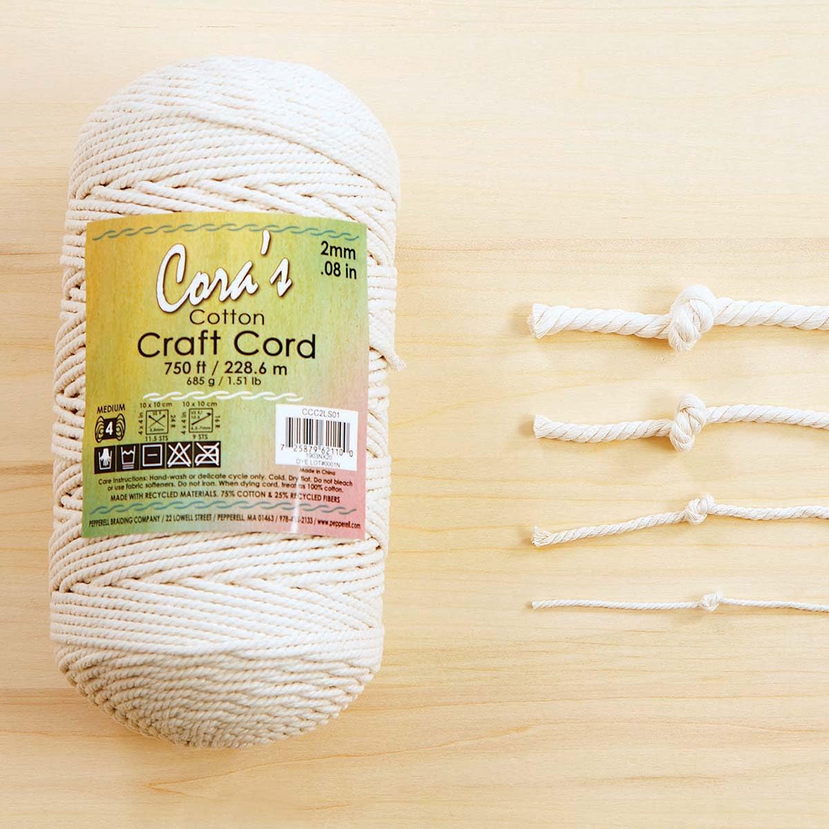 Cotton Macrame & Craft Cord, 4mm x 400'