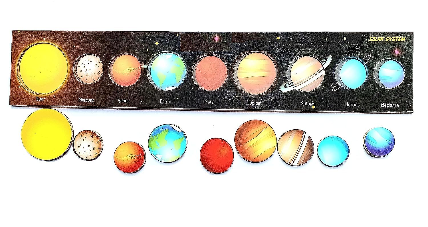 YDV CRAFT Wooden Slate Type TRAICING Board for Kids Handwriting Kits Learning Educational Gift Item (Solar System PEG Toys)