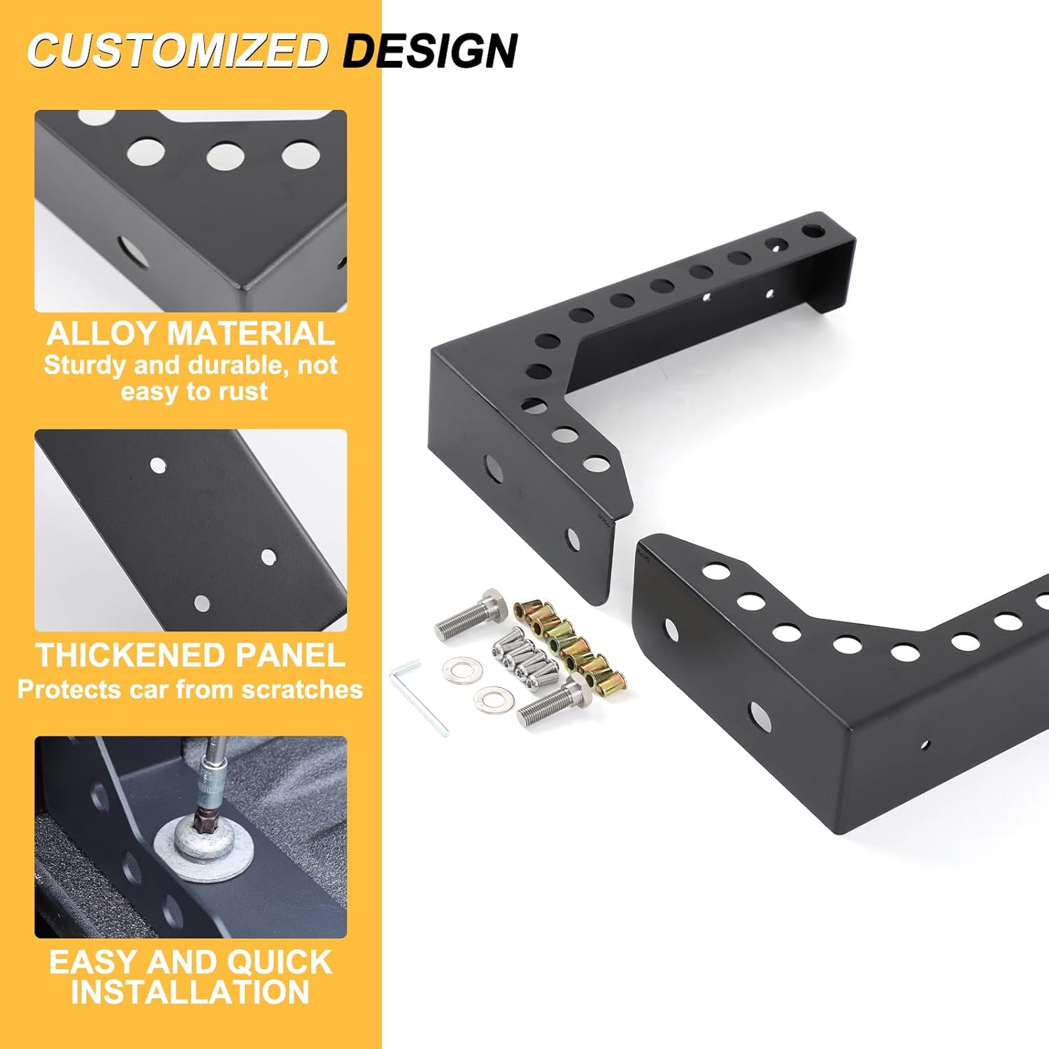 Truck Bed Channel Stiffeners Compatible with Toyota Tacoma 2024 2025, Carbon Steel Trunk Bracket Tie Down Hooks Anchors Pick Up Truck Cargo Accessories