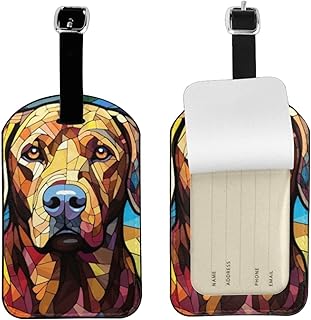 Labrador Retriever Luggage Tags for Suitcases,Travel Leather Luggage/Bag Name Tag Gift for Women,Men,Kids,Dog Lover, Cute Suitcase Tags Luggage Identifiers,Funny Baggage Tags for Travel