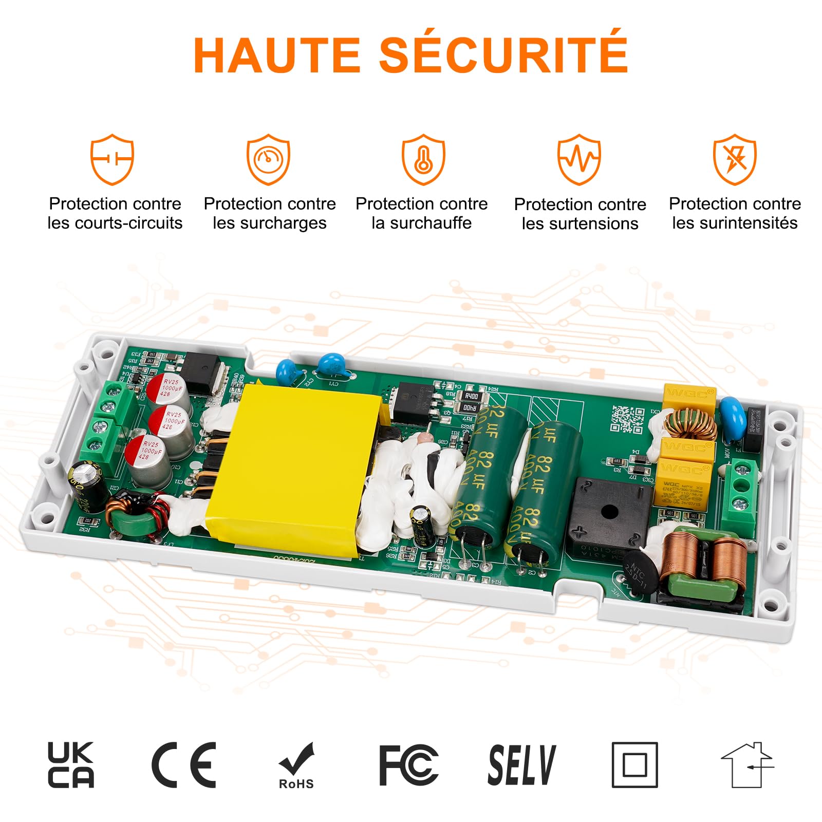 DUSKTEC Alimentation LED 12V 100W, Transformateur 220V 12v Extra Plat, Slim Transfo DC pour Ruban, Driver Power Supply pour Basse Tension Bande Ampoule G4 Spot GU5.3 MR16