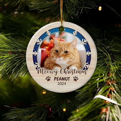 Vista 49 de SANDJEST Adornos personalizados de cerámica con foto personalizada para cachorros de primera Navidad 2024 para amantes de los perros, corazones