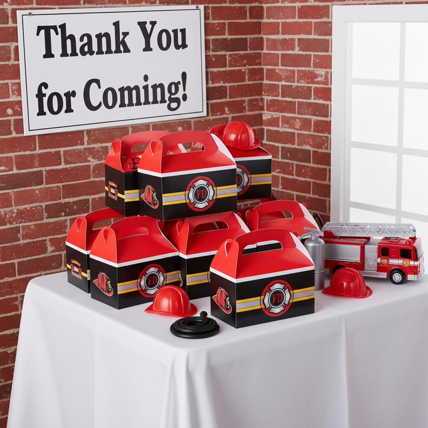 Fun Express - Fire Heroes Treat Boxes for Birthday - Party Supplies - Containers & Boxes - Paper Boxes - Birthday - 12 Pieces