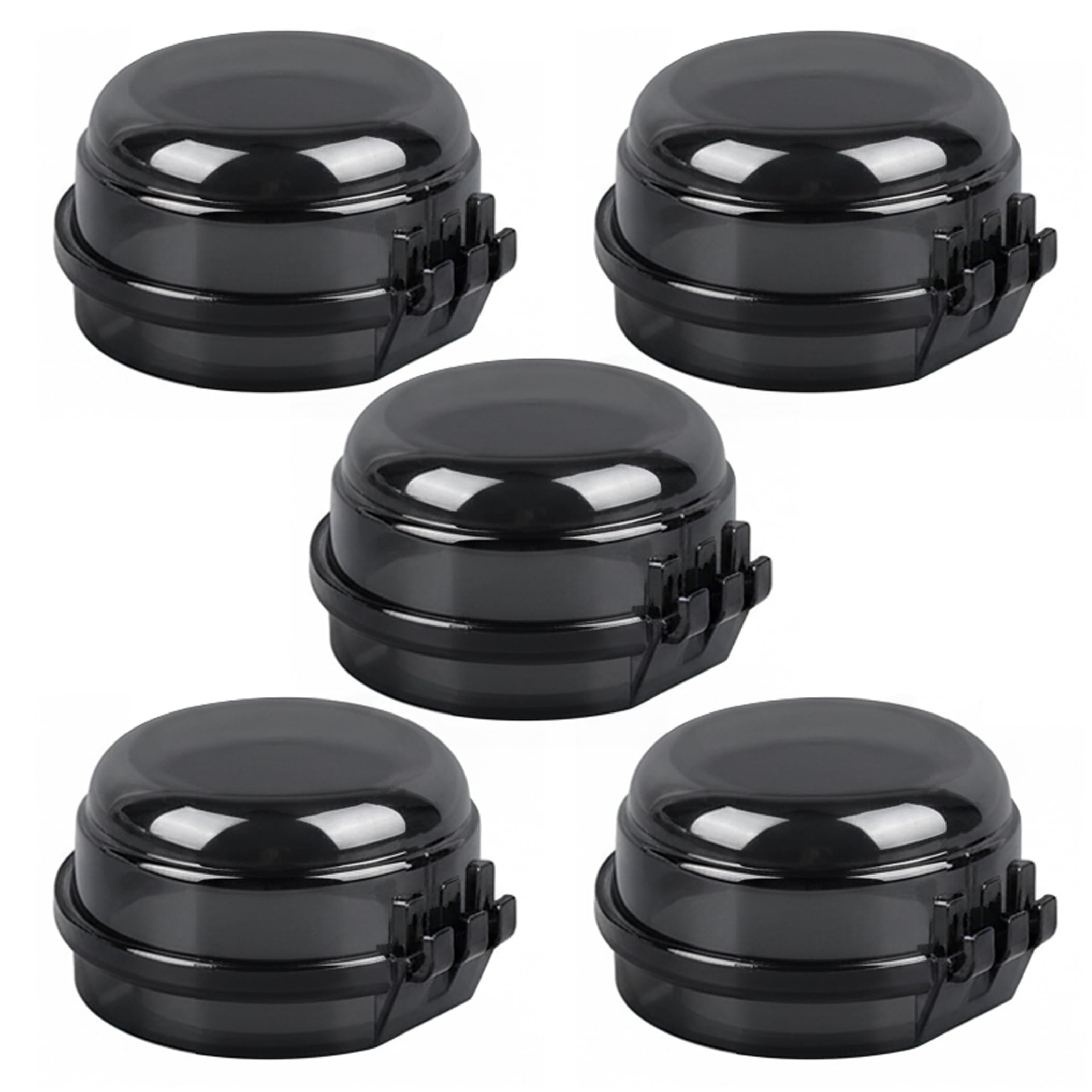 Oven Knob Covers for Child Safety, 5 Pack Stove Knob Safety Covers, Child Proof Gas Stove Cover, Heat Resistant (Transparent Black)