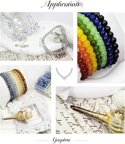 Miniatura 7 de Gaspletu 2600 cuentas de vidrio de 0.236 pulgadas para la fabricación de joyas, kit de fabricación de pulseras de cuentas de cristal de 48 colores,