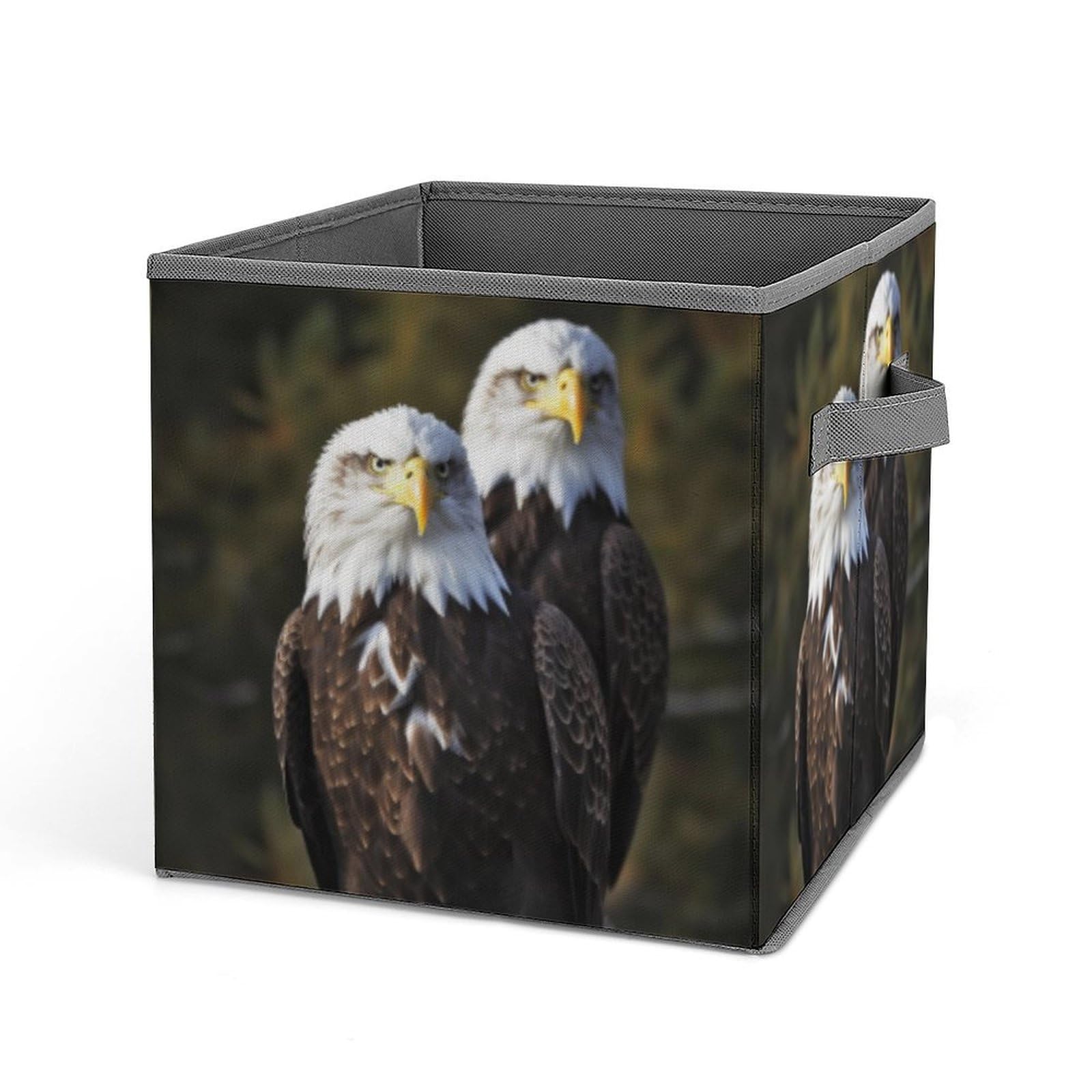 JTREHY White Head Eagle Printed Foldable Storage Box, 10.6 Inches Fabric Storage Box for Wardrobe, Bedroom, Utility Room
