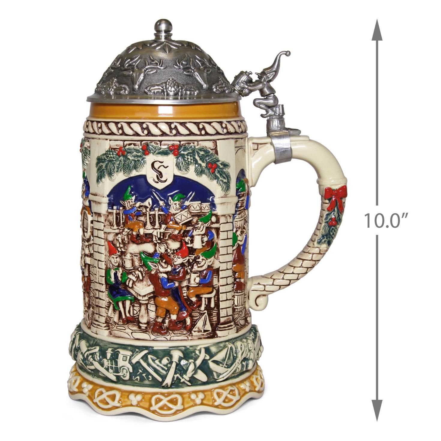 Hallmark Elf Festivities Ceramic Christmas Beer Stein Holiday Spirits