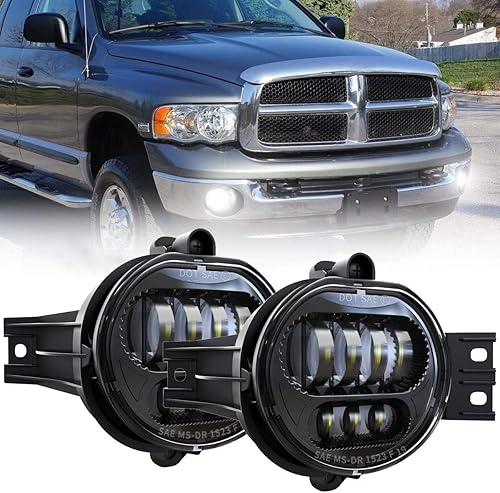 XPCTD Luces antiniebla LED mejoradas para Dodge Ram 1500 2500 3500, Dodge Ram 1500 2002-2008, Ram 2500 3500 2003-2009, Durango 2004-2006, lado del