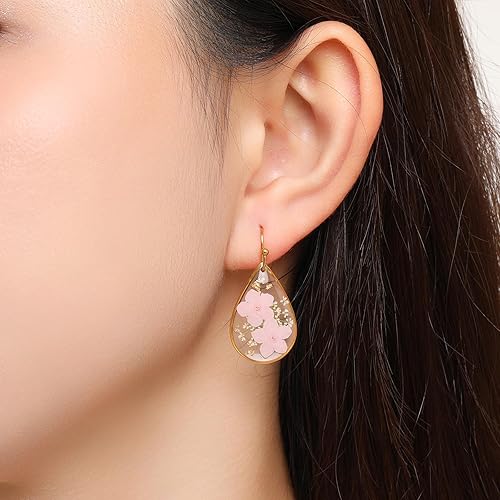 Vista 53 de Forget-Me-Not and Queen Anne's Lace Pressed Wildflower Earrings Pressed Flower Earrings Handmade Drop and Dangle Earrings Gift for Woman