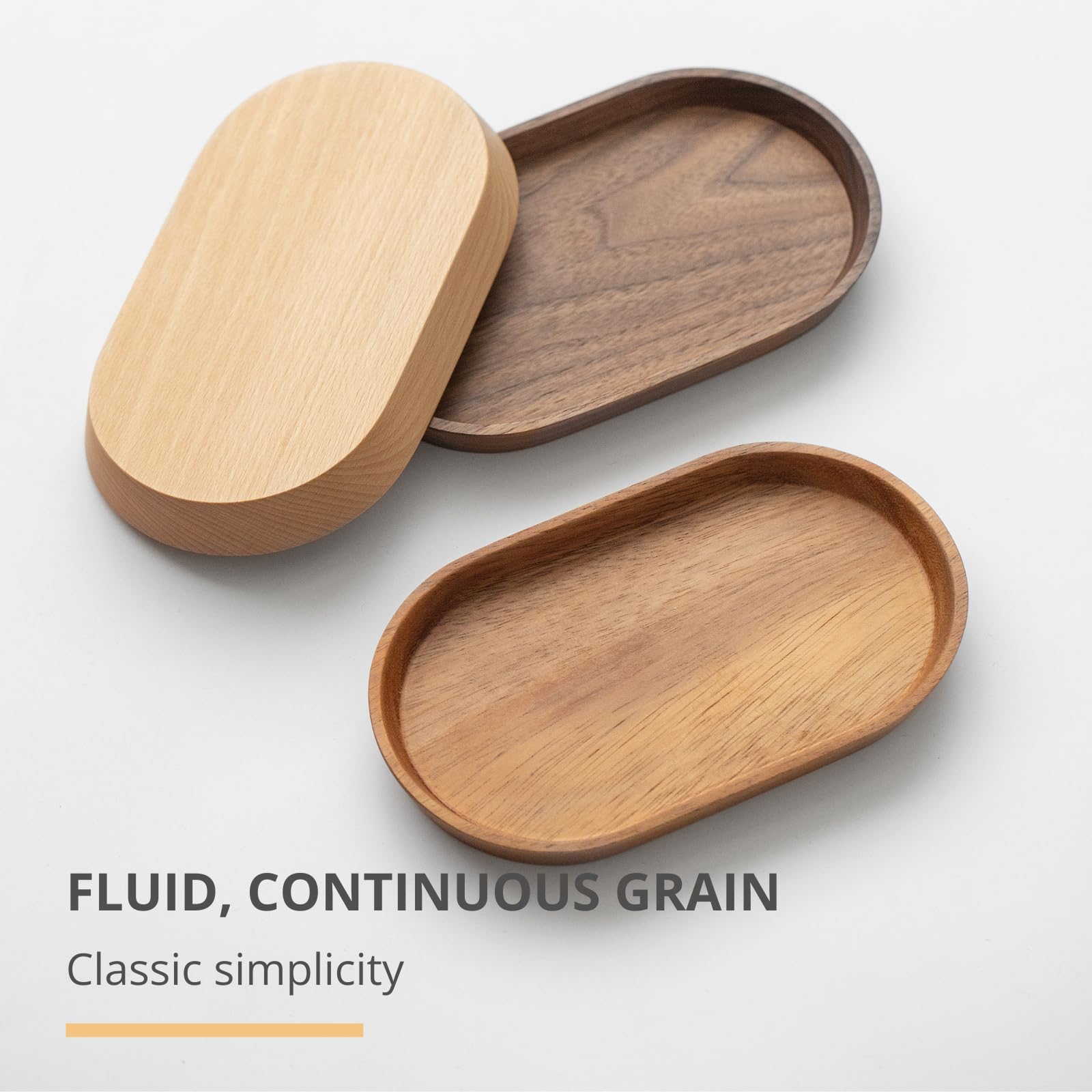 Vandroop Mini bandeja de madera para servir para fiestas, bandeja de mesa de té y café, plato de madera ovalado pequeño para frutas y aperitivos, bandeja decorativa para joyas, llaves, monedas,