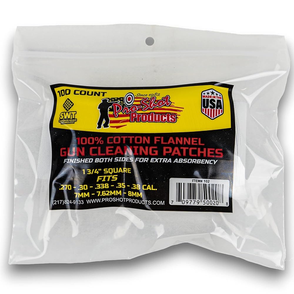 Gun Cleaning Patches - 100 Count - 1 3/4 Inch - Square