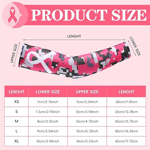 Miniatura 7 de Handepo 12 pares de mangas de concientización sobre el cáncer de mama, mangas con cinta para brazos, protección UV, manga de compresión para