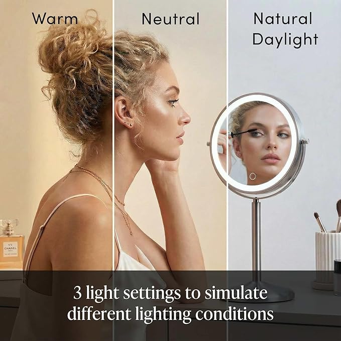 Espejo de maquillaje Fancii con luz LED recargable 8 pulgadas miniatura 5