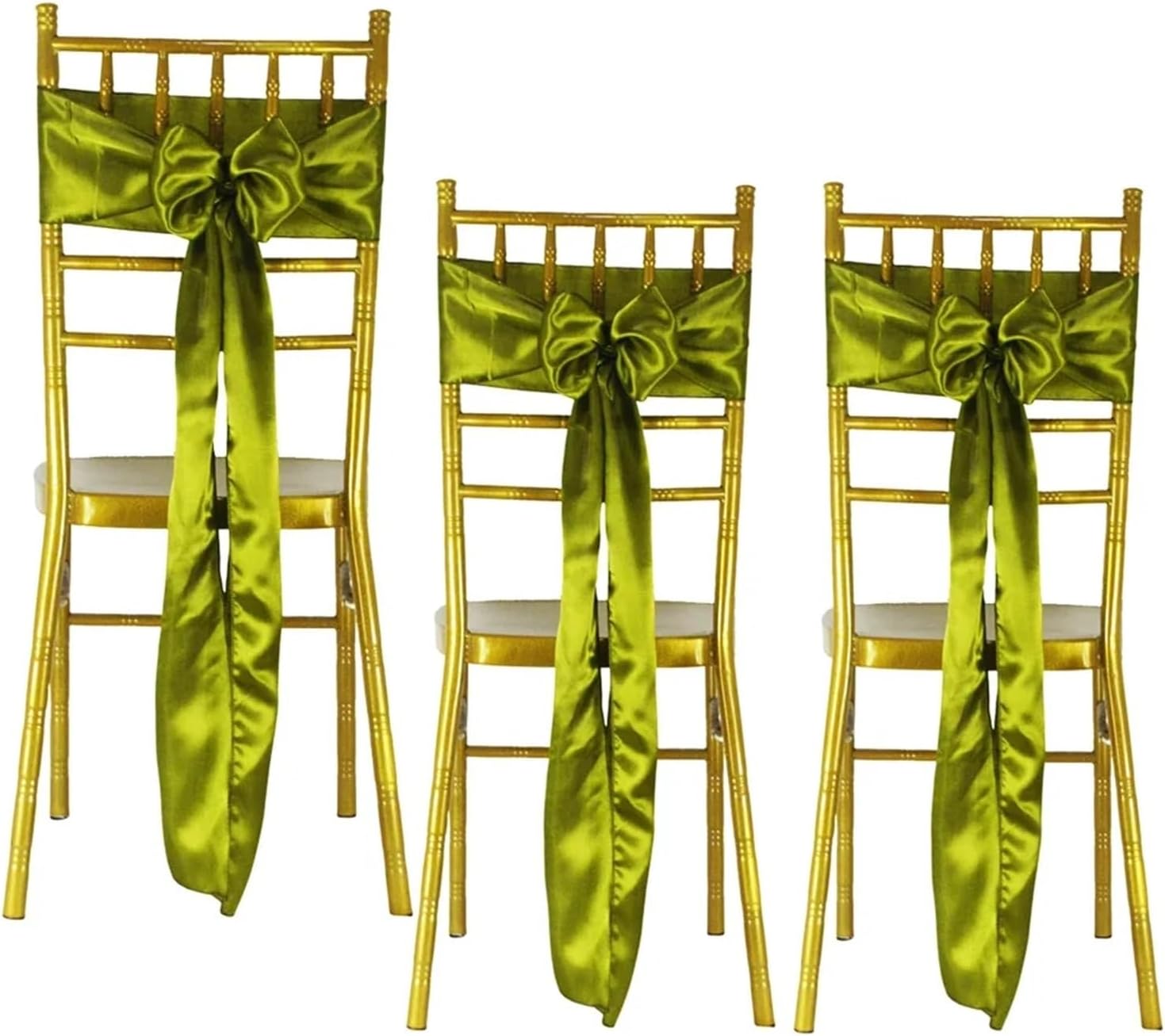 Wedding Decorations Chair Sashes Bows, 25 Pcs Satin Chair Sashes Multicolor For Wedding Party Decoration(Green 04)