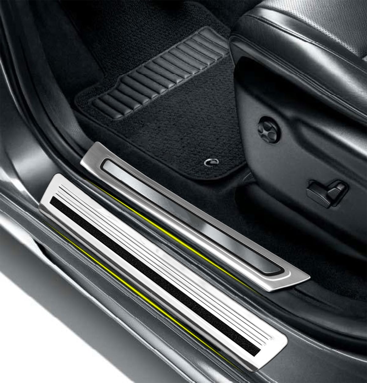 Car Accessories Compatible with Jeep New Grand Cherokee 2024 2025 Inside and Outside Door Sill Scuff Plate Entry — view 3
