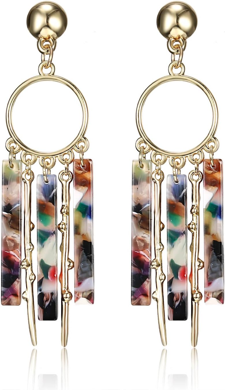 Bohemian Resin Statement Earrings Punk Acrylic Handmade Drop Dangle Earrings Geometry Flower Earrings