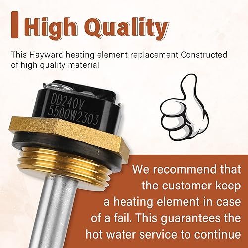 Miniatura 4 de Ximoon CZXELE7623 Elemento calefactor eléctrico de repuesto para calentadores Hayward H Series Comfort Zone - 5.5KW 240V