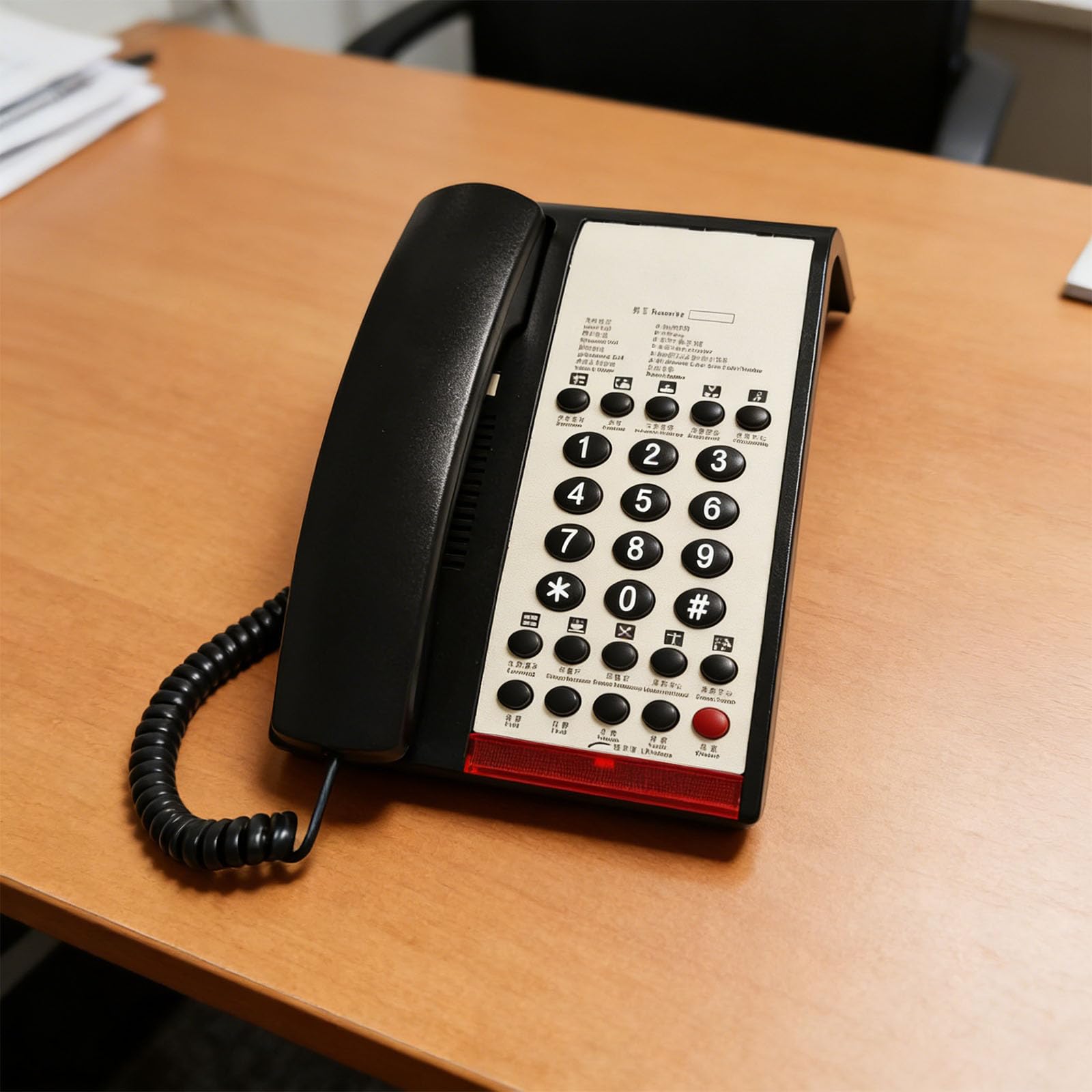 Nowoczesny telefon biurkowy z funkcją szybkiego połączenia i bezpośrednim dostępem