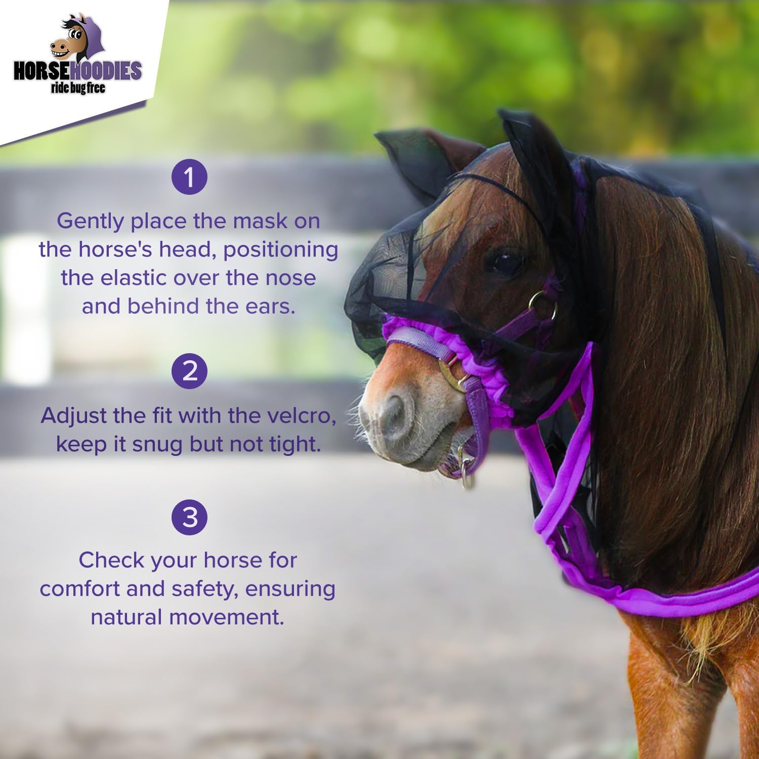 Full Horse Fly Mask with Ears - Black Full Hoodie Nose-to-Wither Fly Masks for Horses with Ears Horse Mask with Ear Protection Soft Mesh Face Protection Adjustable Comfort Fastener