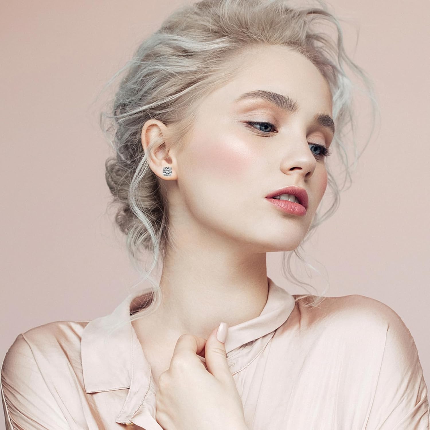 Moissanite Stud Earrings, 0.6ct-4ct D Color Round Cut Moissanite, 925 Sterling Silver 4 Prong Stud Earrings for Women or Men - Image 6