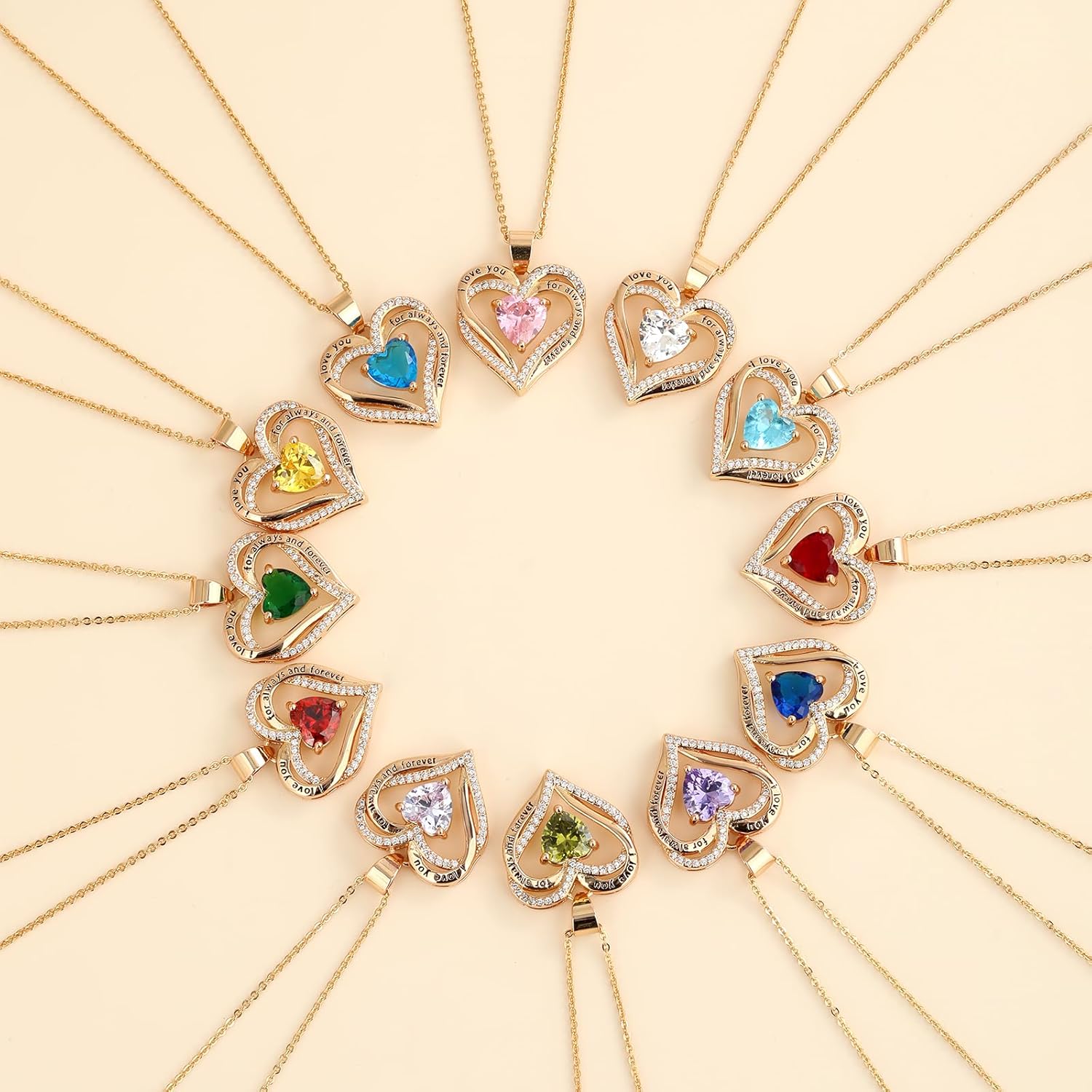 Heart Birthstone Necklace for Women, 925 Sterling Silver 18K Rose Gold Plated, Valentines Day Gifts for Wife Girlfriend, Mothers Day Gift for Mom, Anniversary Birthday Jewelry with 18 Inch Chain with 2-inch extender - Image 7