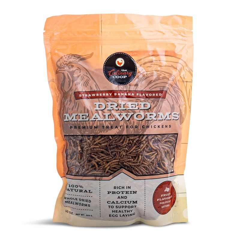 Petisco de larvas de farinha secas com sabor de morango e banana para galinhas Fluker's 280 g