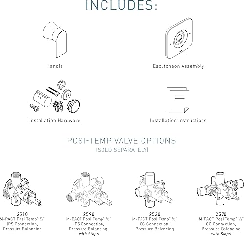 Miniatura 7 de Moen 6702BL Genta One-Handle Single Hole Modern Bathroom Sink Faucet with Optional Deckplate, Matte Black & T2471BL Genta Posi-Temp