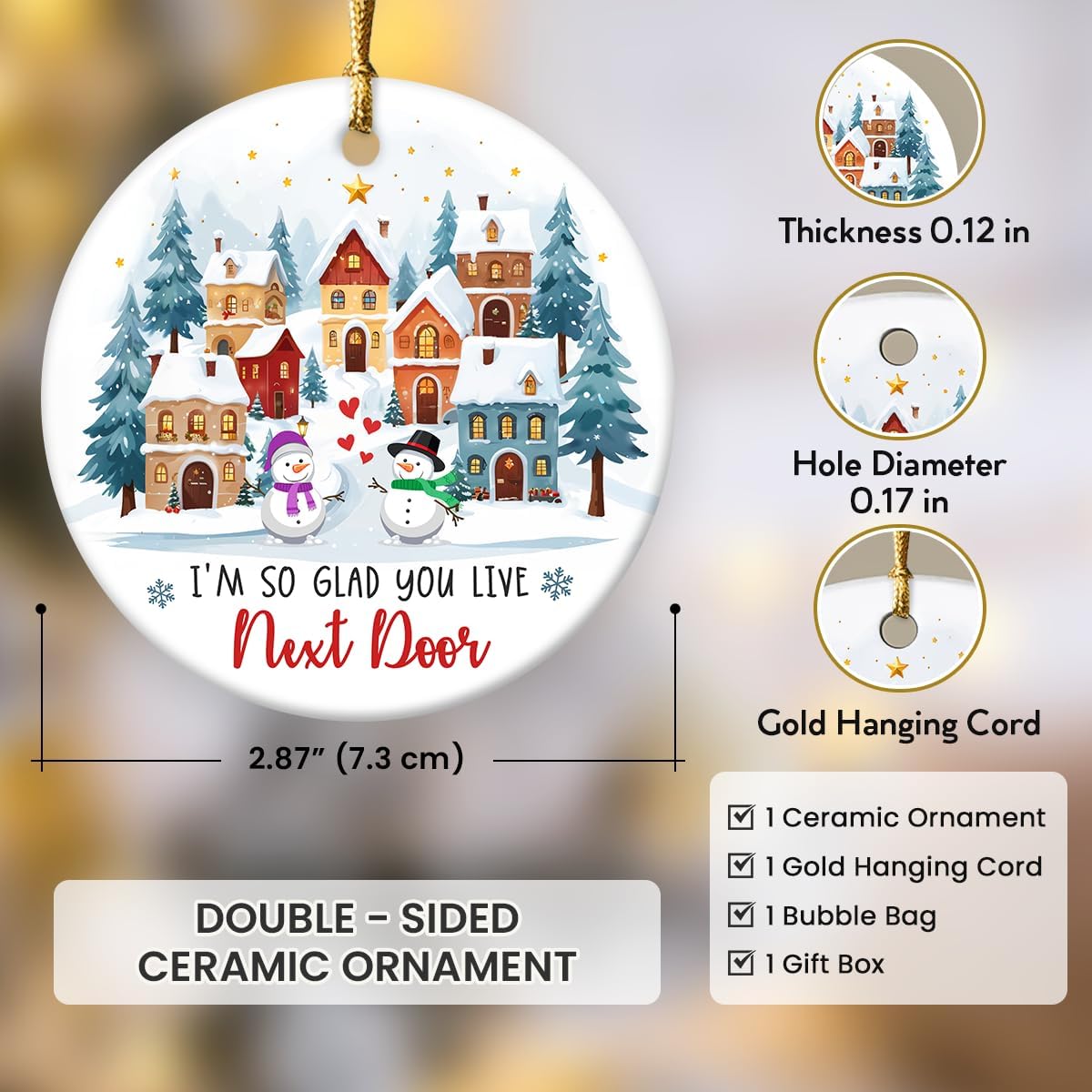 Neighbor Ornaments 2025, Unique Gifts for Neighbors at Christmas, Holiday, Ceramic Ornaments for Christmas Hanging Decorations, Neighborhood Gifts for Friends and Neighbors Next Door - Image 3