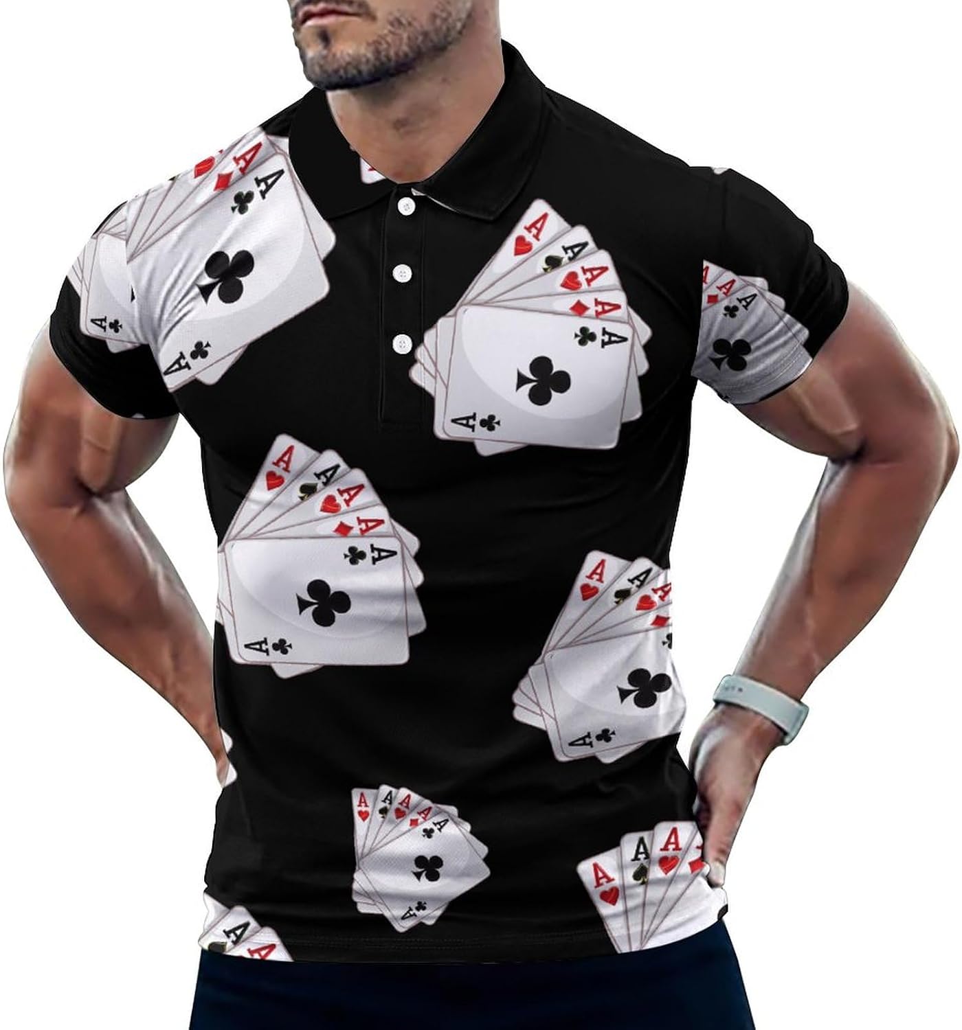 Gambling Casino Aces Poker Men's Polo Shirt Short Sleeve Quick-Dry Golf Shirts Casual Pullover T-Shirt Tee Top