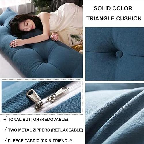 Miniatura 2 de Almohada triangular grande de cuña de lectura, cojín de cabecera para reposo en cama, almohada de forro polar para cabecero, respaldo con funda