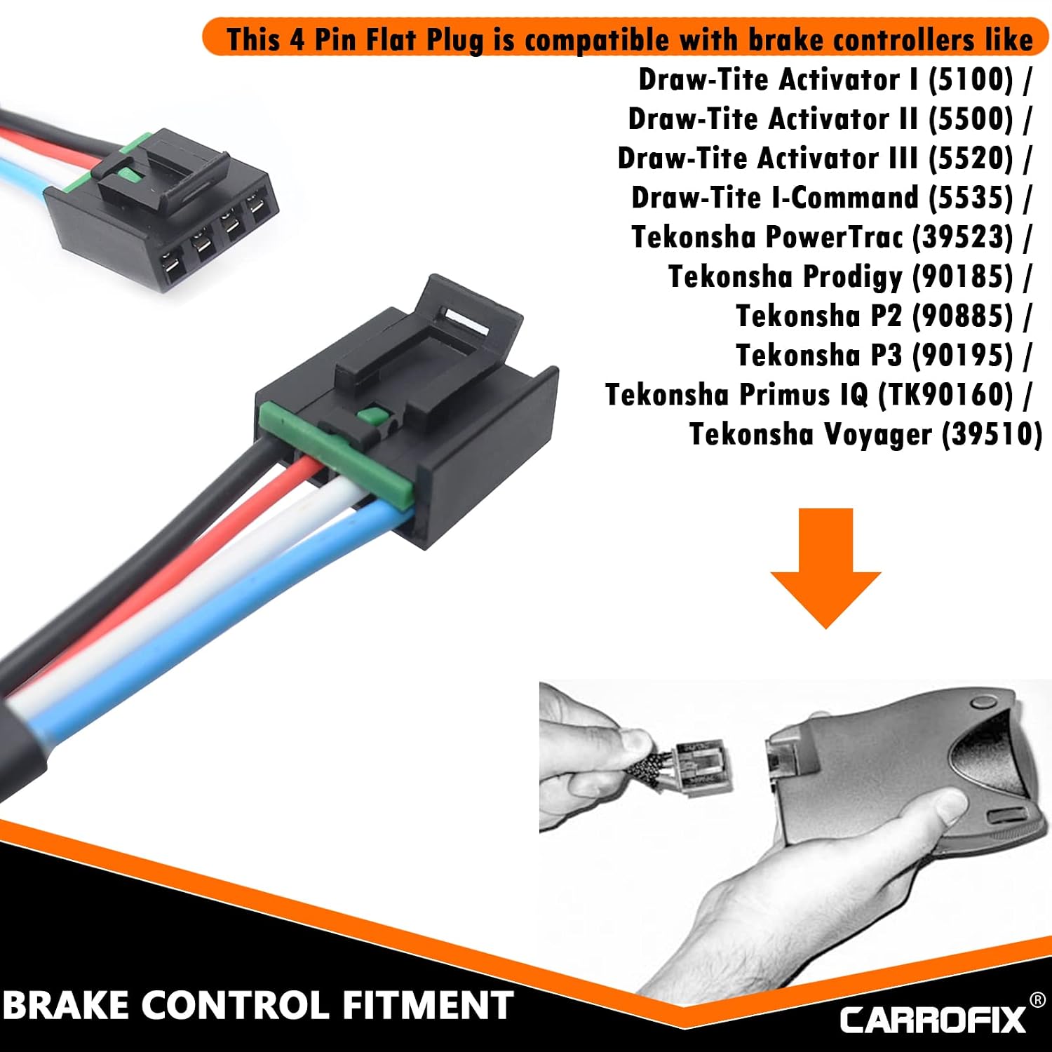 Trailer Brake Controller Harness Plug-in Wiring Adapter, Compatible with Select 1995-2009 Dodge RAM 1500/2500/3500, Dakota, Durango, Chrysler Aspen