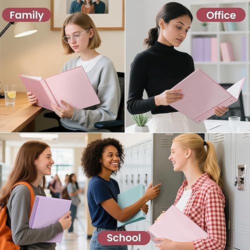 Miniatura 6 de SUNEE - Archivadores de 12 pulgada con 3 argollas, paquete de 4, argollas de media pulgada delgadas con vista transparente, sin PVC (ajuste para