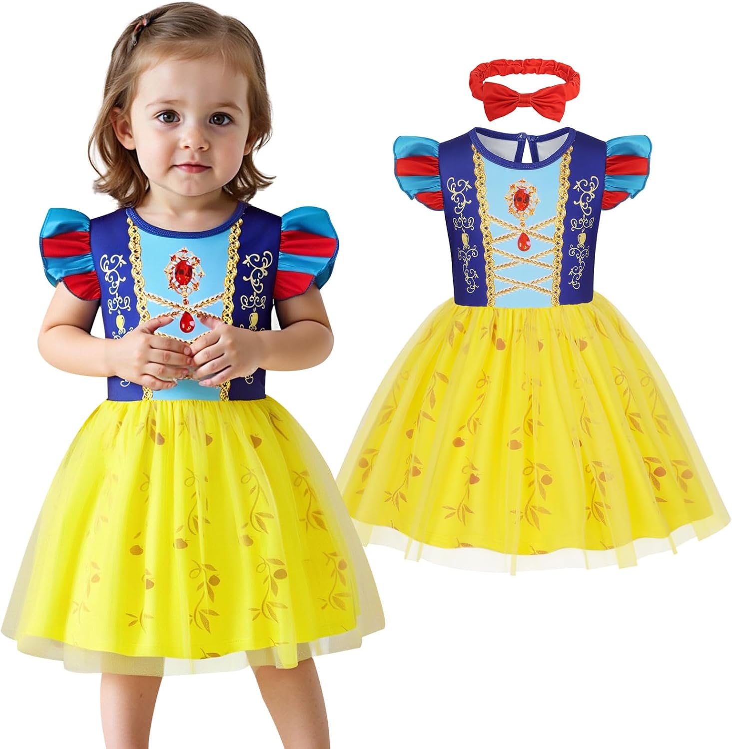 COTRIO Infant Baby Girls Princess Dress Halloween Costumes Toddler Tulle Tutu Fancy Party Dress Birthday Outfit with Headband