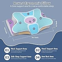 Vista 4 de Almohada cervical para el cuello – Almohada ergonómica para dormir de lado para aliviar el dolor, almohada cervical refrescante para dormir