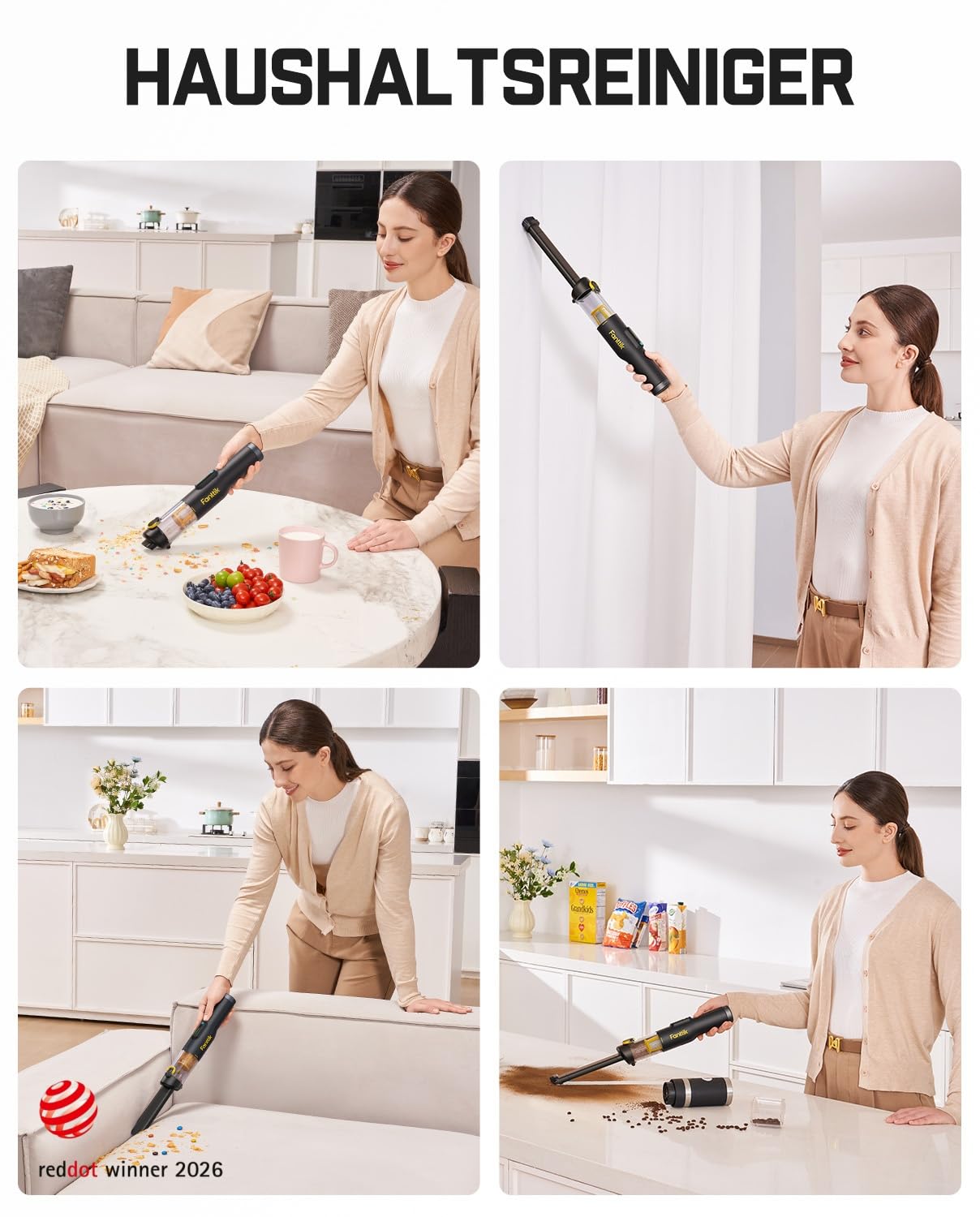 Fanttik Slim V10 Lite Kabelloser Handstaubsauger, 0,45 kg Leichtbau mit All-in-One-Station, 12000 Pa Saugkraft & Smart-LED-Display, tragbarer Mini-Staubsauger für Küche, Haushalt und Auto | Smart LED-Display, bürstenloser Motor, kabelloser tragbarer Mini-