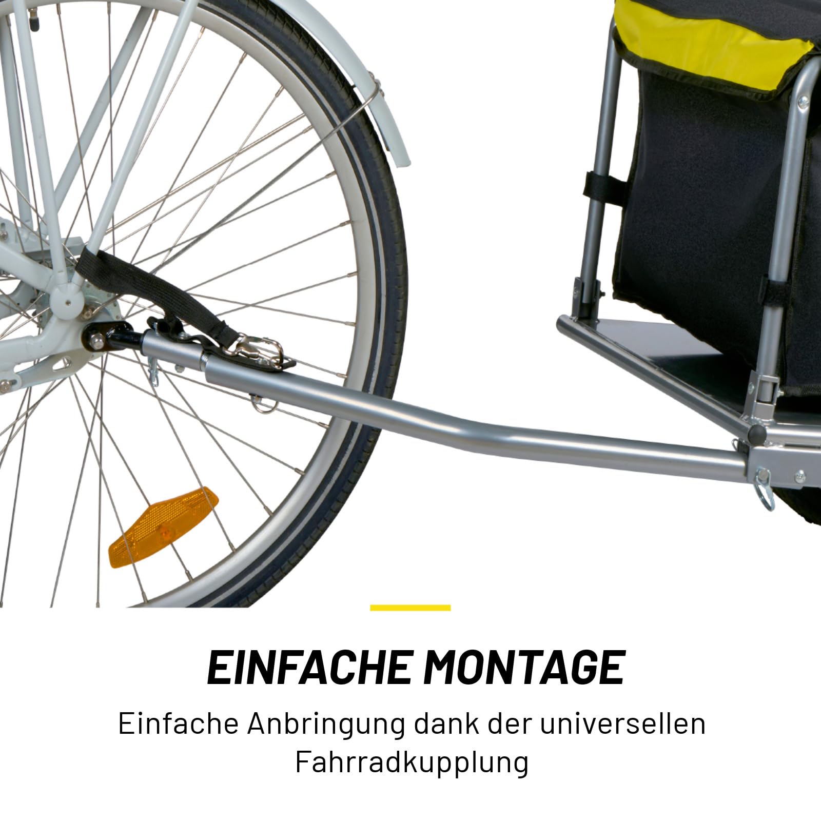 Dunlop Fahrradanhänger – Lastenanhänger mit Reflektoren und verstellbarem Regenschutz – Gelb