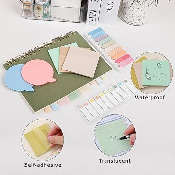 770 Sheets Transparent Sticky Notes with Pen for Bible (Morandi)