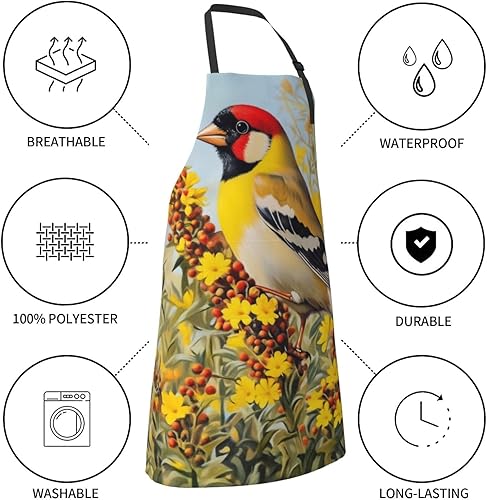 Miniatura 5 de Delantal impermeable con 2 bolsillos, delantales de chef de cocina, baberos para cocinar, hornear, pintura, jardinería, aseo