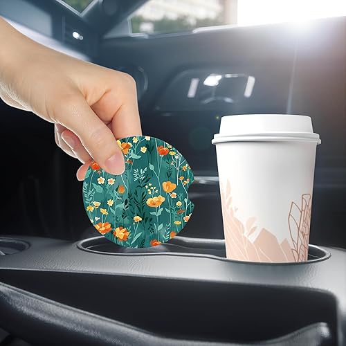 Miniatura 7 de Portavasos para automóvil, paquete de 2 posavasos universales antideslizantes con una muesca para el dedo, tapete para la mayoría de interiores