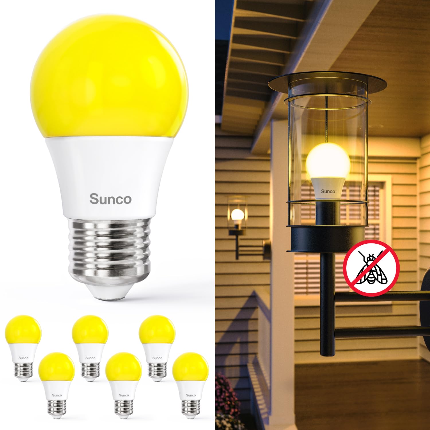 Sunco LED Bug Light Bulb A15