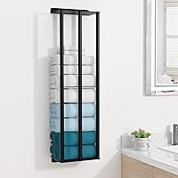 susswiff 31 Inch Wall Mounted Bathroom Towel Rack - Matte Black, 2 Shelves & 3 Bars Holds 6 Large Bath Towels, Space-Saving Storage