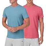 Men's Essential 2 Pack T Shirts, Short Sleeve Crew Neck Stretch Jersey Top for Sleep or Lounge