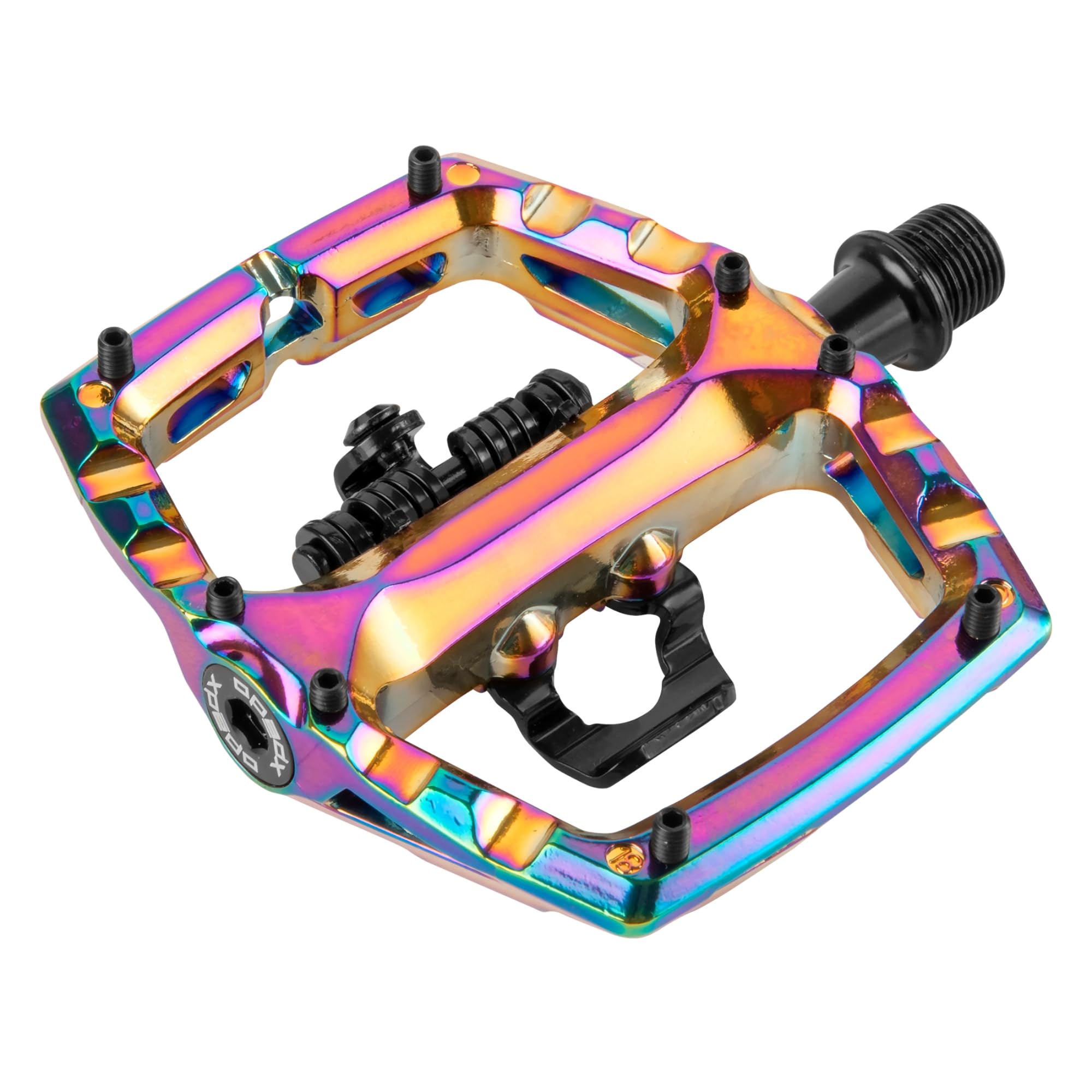 XPEDO Ambix Dual-Sided Hybrid Clipless Pedals, SPD Compatible, Oil Slick