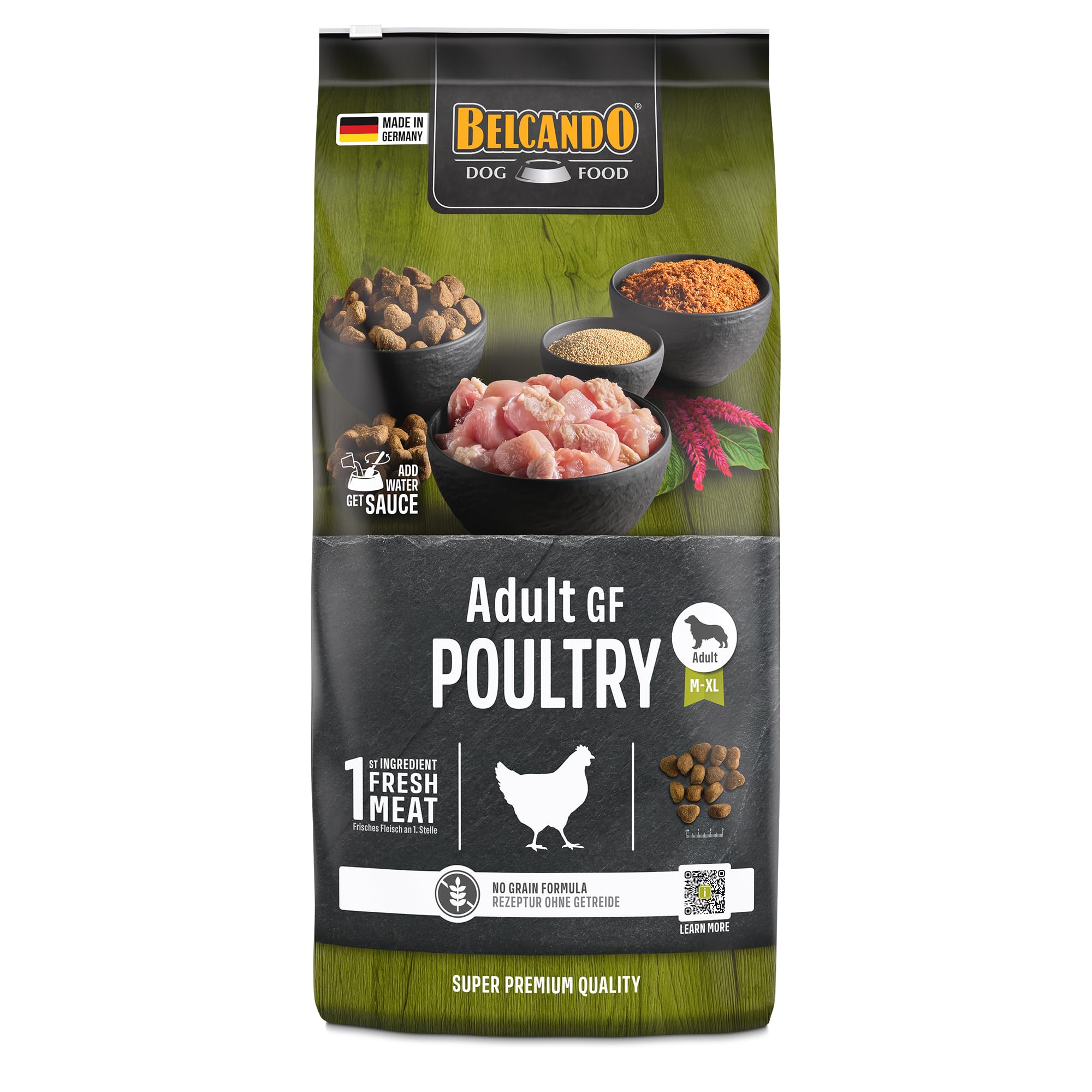 BELCANDO Adult GF Poultry [12,​5 kg] Nourriture pour Chiens sans céréales | Nourriture sèche sans céréales avec volaille | Nourriture complète pour Chiens à partir de 1 an