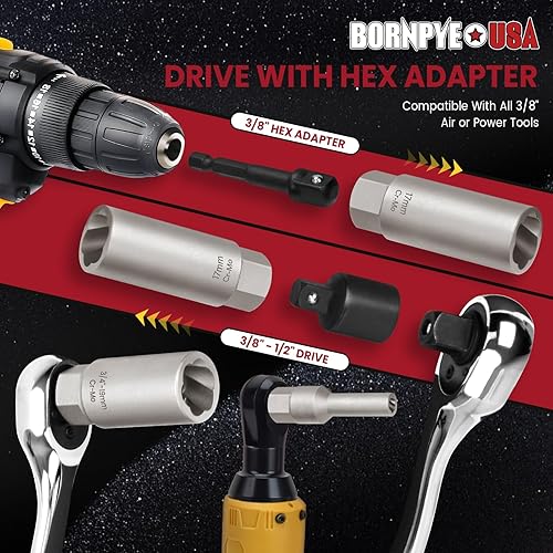 Miniatura 4 de Kit de extractor de pernos profundos de 16 piezas, con adaptador de 38 pulgadas, juego de enchufes extractores de tuercas rotas Ez Out, herramienta