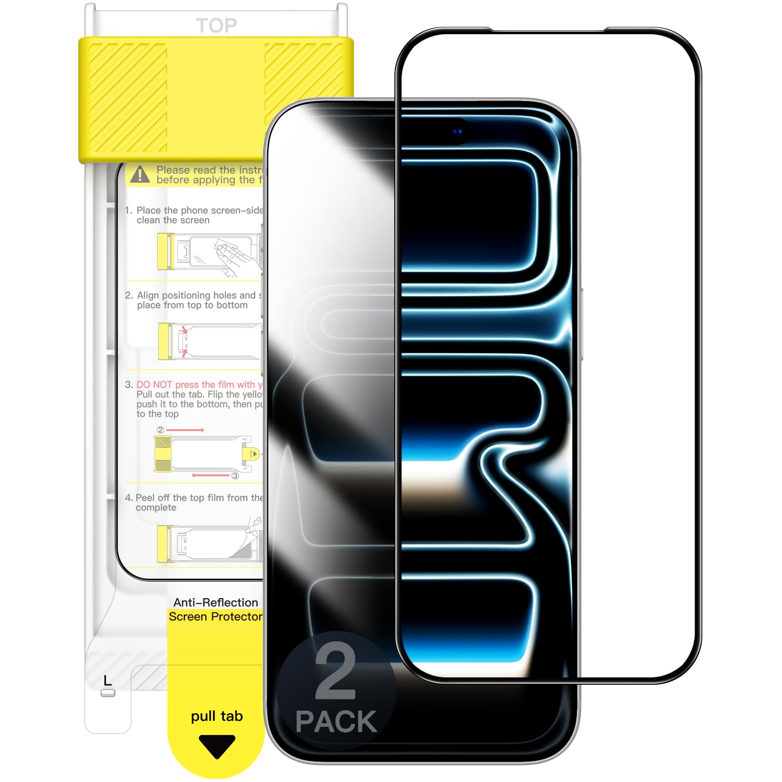 JETech Protector Pantalla Antirreflectante 9H+ para iPhone 17 Pro Max | 2 Unidades, Película Recubrimiento AR, Cobertura Completa, Cristal Vidrio Templado, Instalación con Alineación Automática