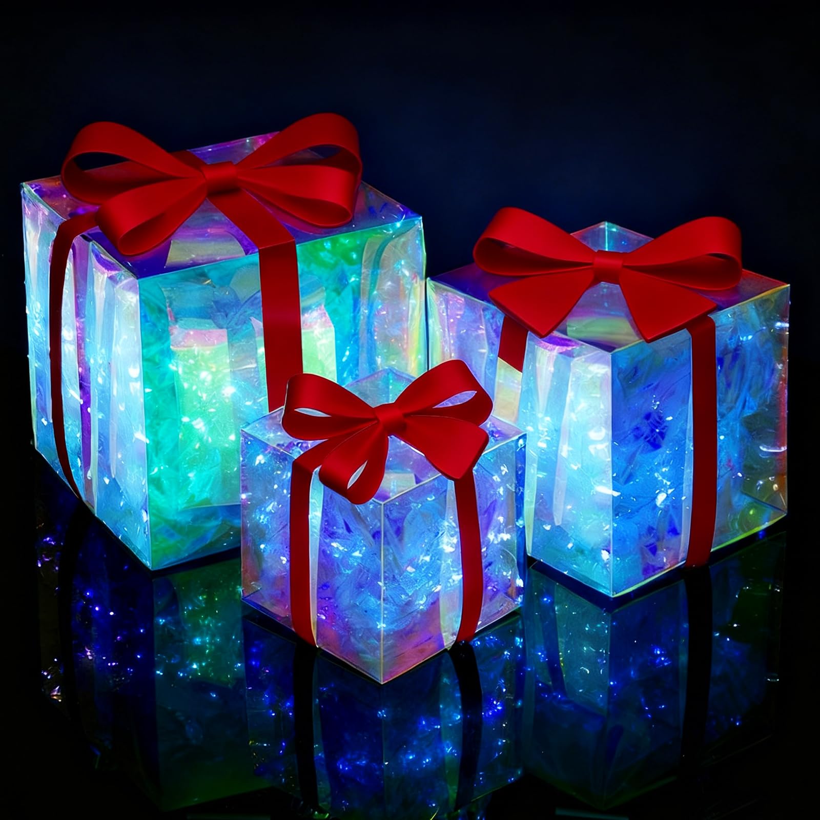Boîtes cadeaux de Noël éclairées à DEL décoration intérieure jardin