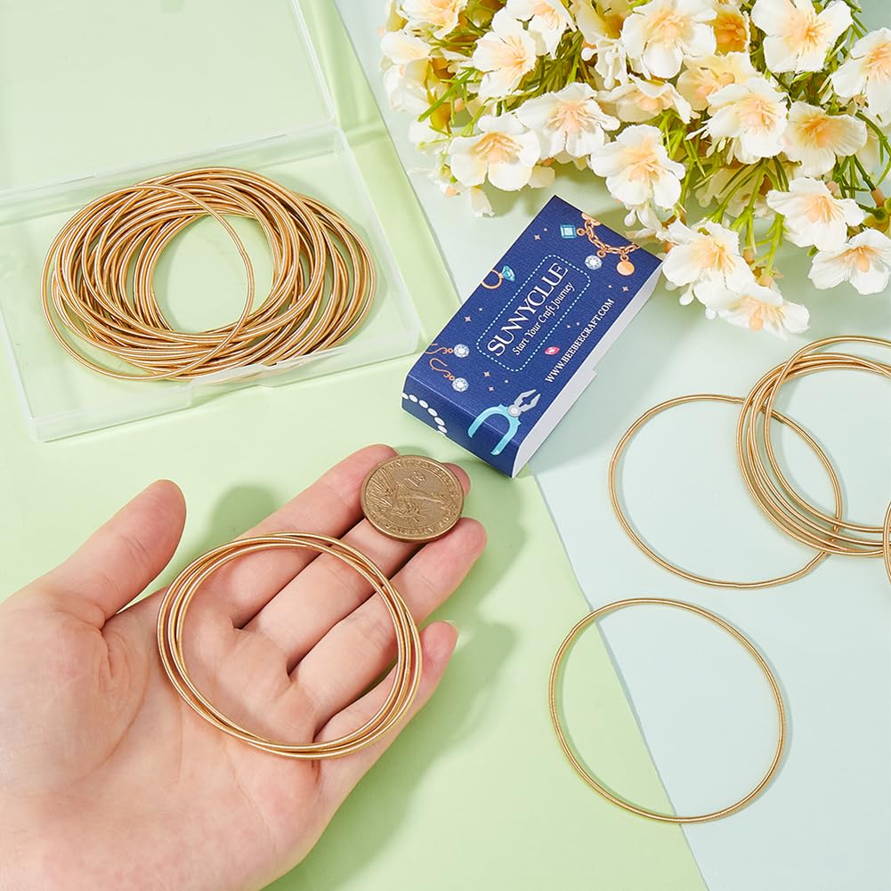 SUNNYCLUE 1 Box 45Pcs Guitar String Bracelet Spring Bracelet Wire Gold Stackable Summer 2-1/4 Inch Steel Screw Openable Memory Wires Loops for Jewellery Making Bracelets Supplies DIY Women Craft Decor - Image 3