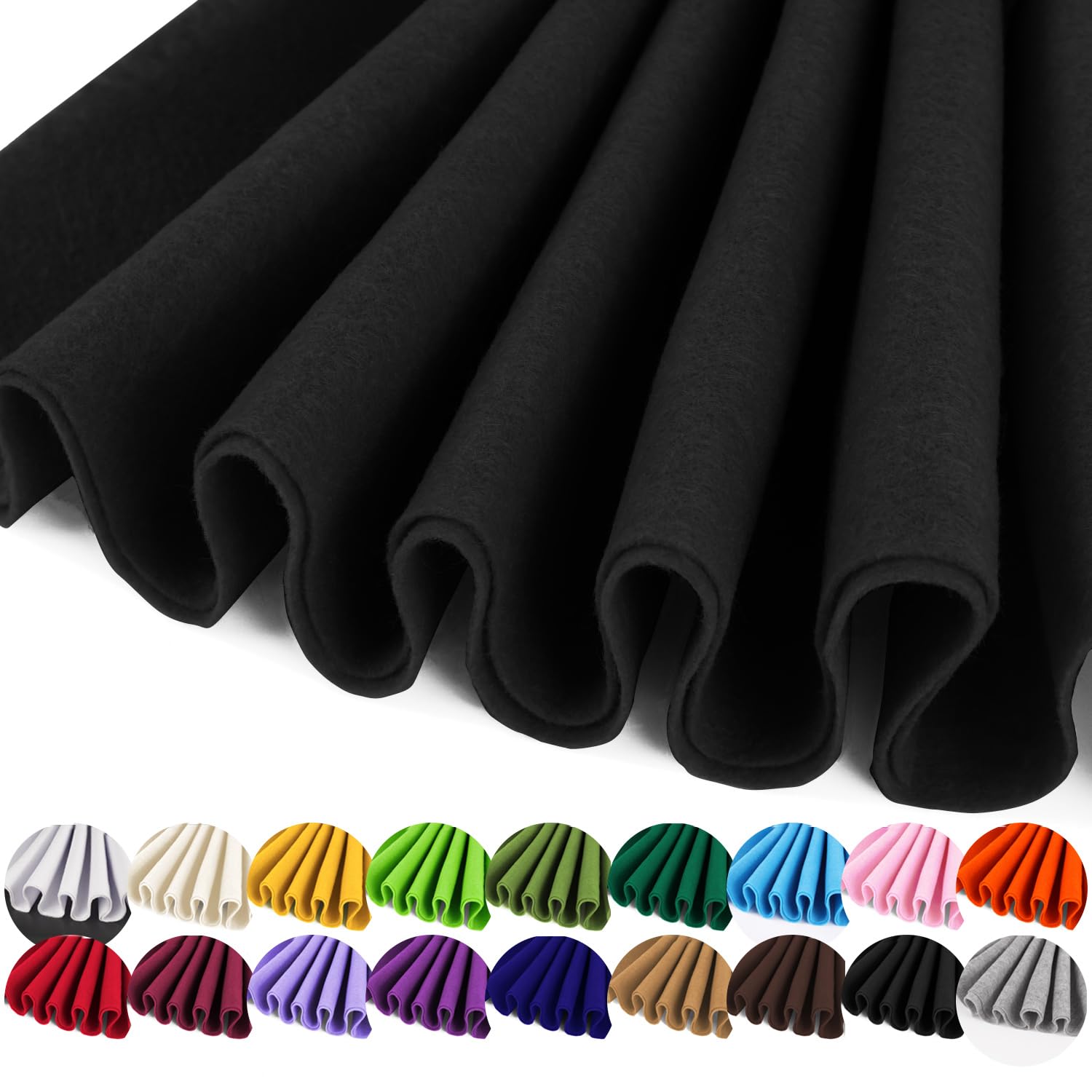Black Felt Fabric 36" x 36" (1 Square Yard), Soft 1.6mm Thick Felt Sheets for Craft Sewing Patchwork DIY Art Projects Decorations