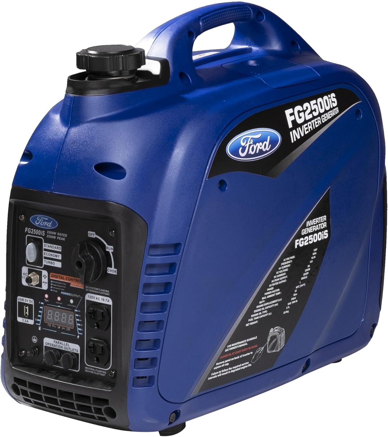 Ford 2500 Watt Gas Inverter Generator, Small Portable & Quiet, Home Use, Camping, Outdoor, CARB Compliant, Parallel Capability, Built Ford Tough, Generadores De Gasolina Silencioso, FG2500IS